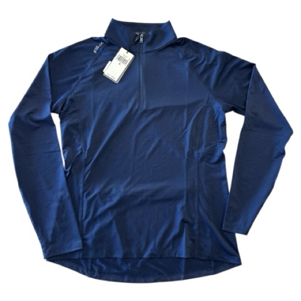 NWT RLX Ralph Lauren Women's Golf Stretch Jersey ¼ Zip Pullover Navy Blue size M